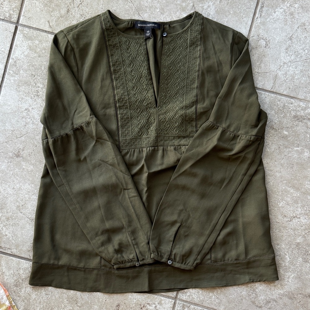 Banana Republic Olive Green Blouse